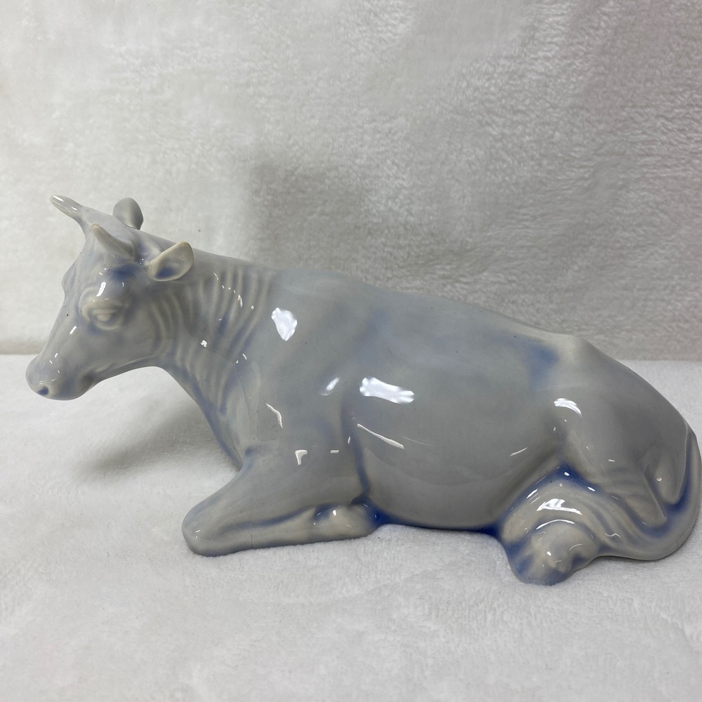 VTG Holland Mild '76 Ceramic Cow Blue White Nativity Scene Christmas Religious
